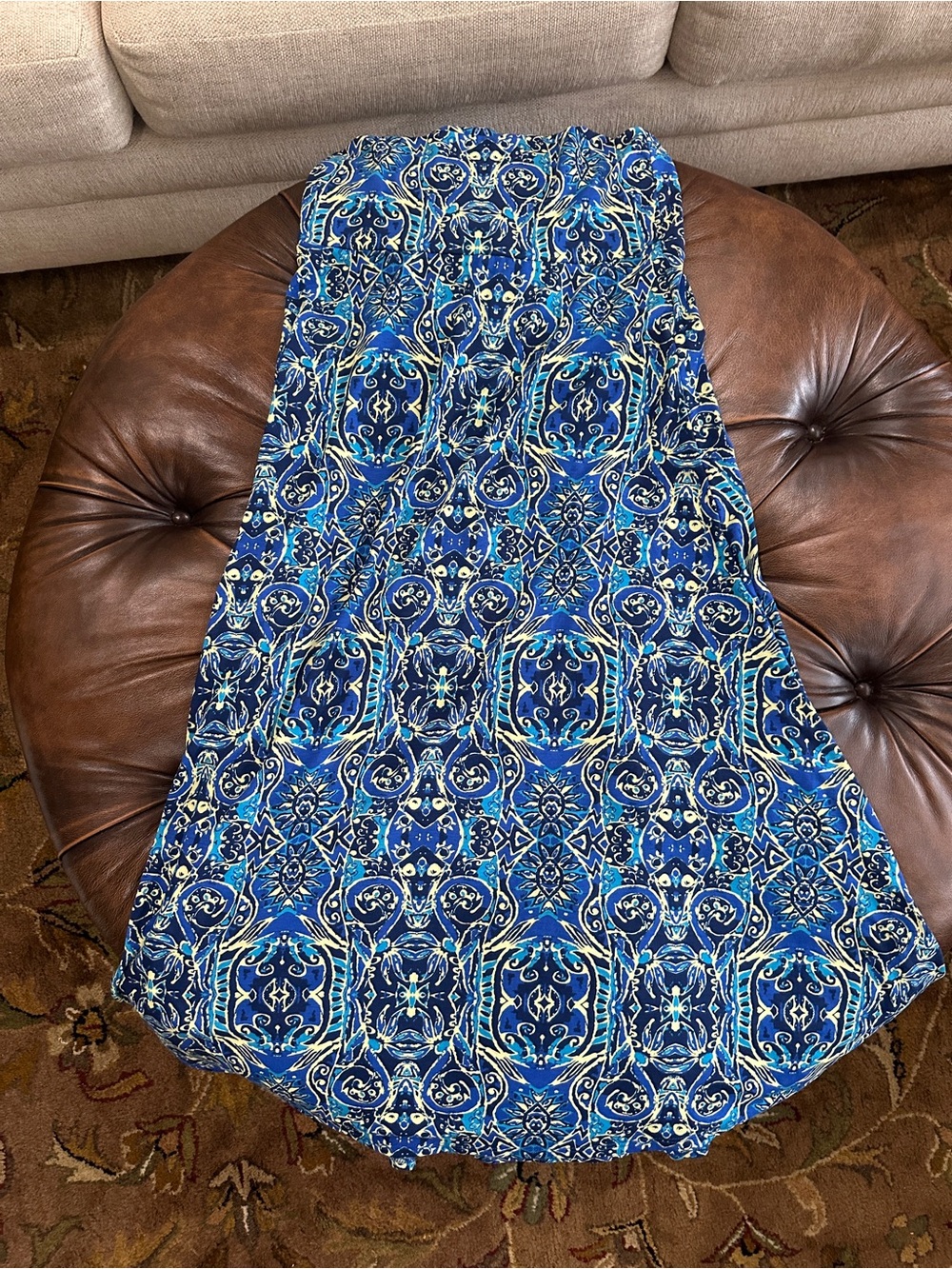 LuLaRoe Blue Multi-Pattern Maxi Skirt